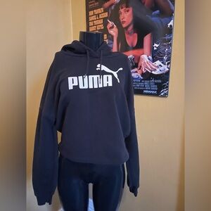 Women’s Crop Puma Black Hoodie ( Medium )